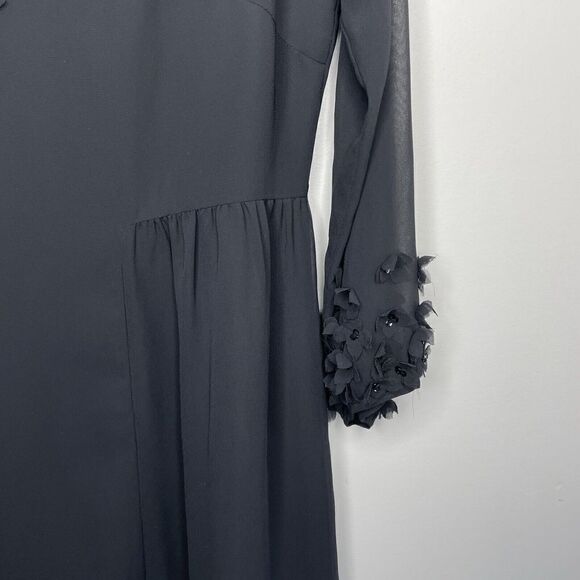 HALLHUBER DONNA Dress Womens 6 Sheer Overlay Floral-Applique Sequin A-Line EU:36 - Picture 3 of 9